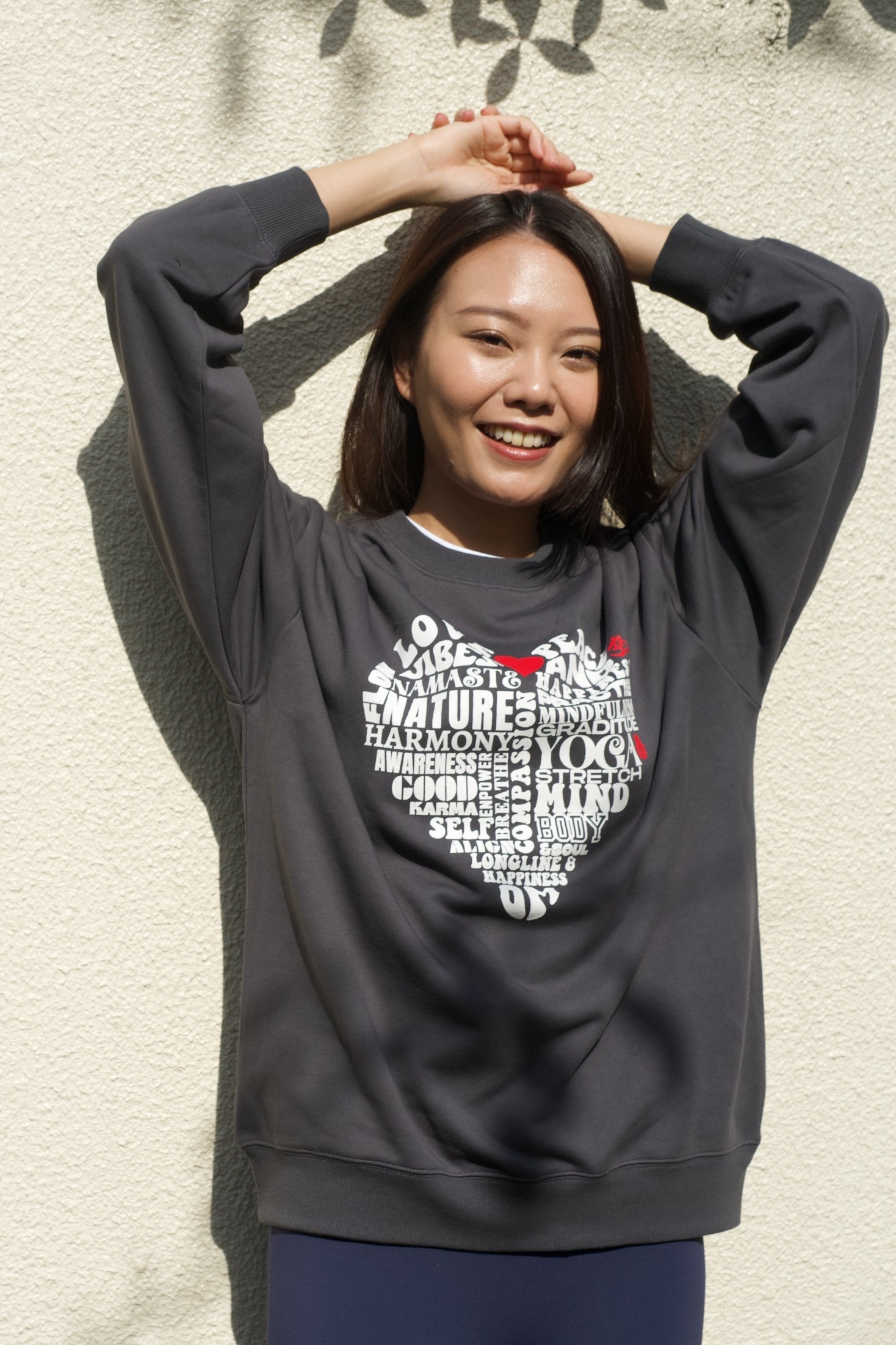 ［スウェットシャツ］Love & peace crew sweat shirts grey