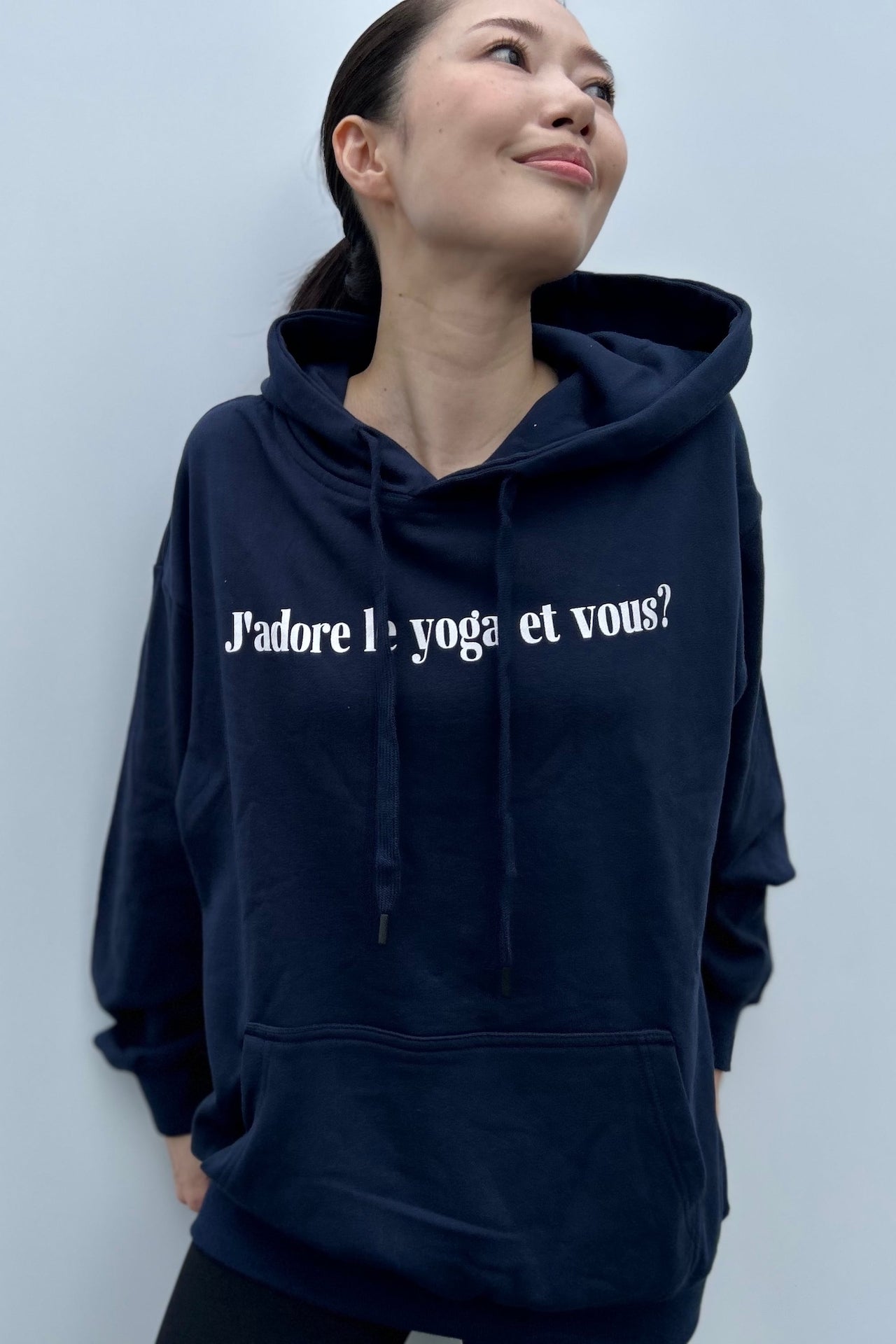 ［フーディー］ i love yoga hoodie navy