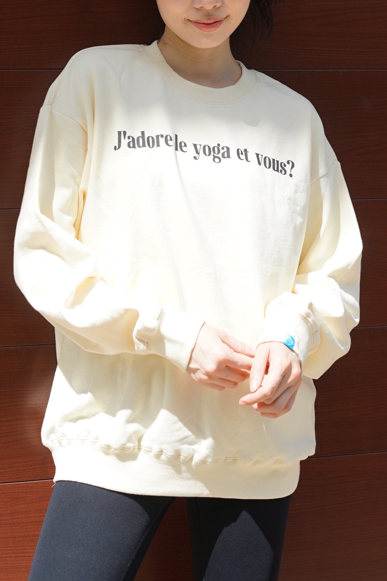 ［スウェットシャツ］ i love yoga crew sweat shirts cream