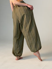 マーヤ バルーン パンツ コットン ストライプ グリーン
