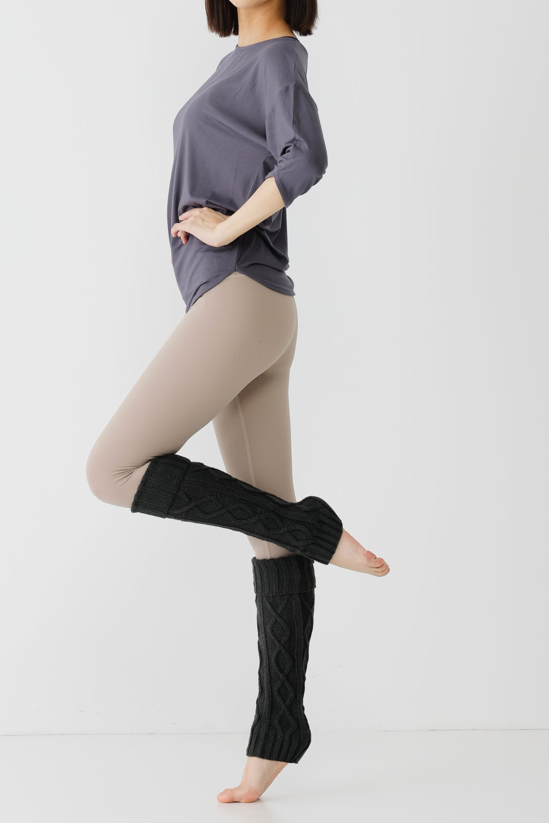 Cable Leg warmer Dark grey