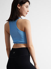 ナディア リブ クロップタンク ブルー