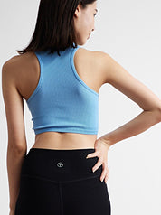 ナディア リブ クロップタンク ブルー