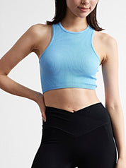 ナディア リブ クロップタンク ブルー