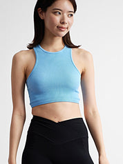 ナディア リブ クロップタンク ブルー