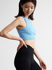 ナディア リブ クロップタンク ブルー