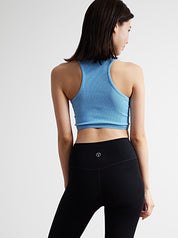 ナディア リブ クロップタンク ブルー